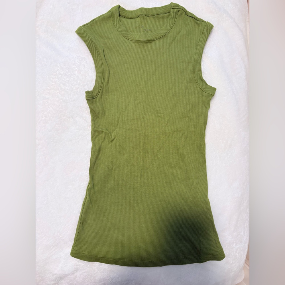A New Day Green Ribbed Tank Top